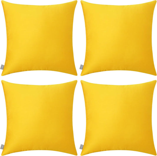 Thmyo 4-Pack 100% Cotton Comfortable Solid Decorative Throw Pillow Cases Square Cushion Covers Sublimation Blank DIY Throw Pillowcase (Only Pillow Covers No Inserts)(18x18 inch/45x45cm,Yellow)