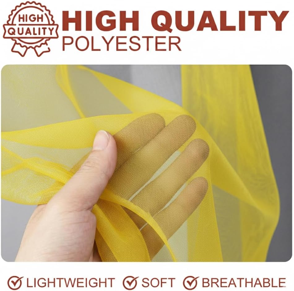 YHSF Grommet Sheer Curtains, 84 Inches Long, 2 Panel Set, 54" W x 84" L, Yellow