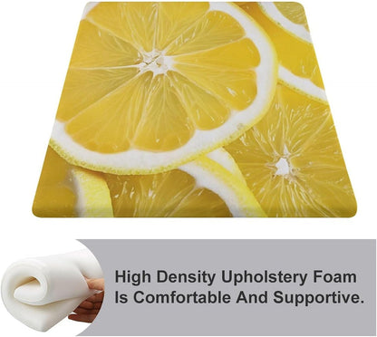 Memory Foam Chair Cushion Pad for Office Desk Dining, Yellow Lemon Floor Sofa Seat Pillow, Thick Large Square Seat Cushions for Yoga, Living Room, 15x15 Inch