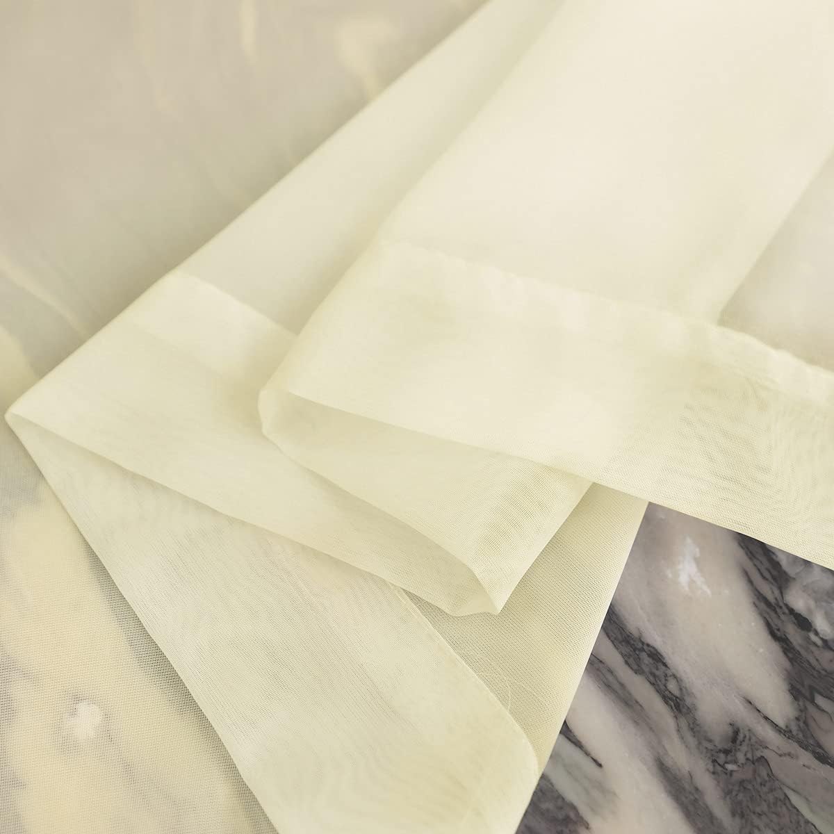 LONGTAI Window Light Yellow Sheer Curtains 84 Inches Long 2 Panels Sheer Curtain Basic Rod Pocket Panel for Bedroom Children Living Room Yard Kitchen