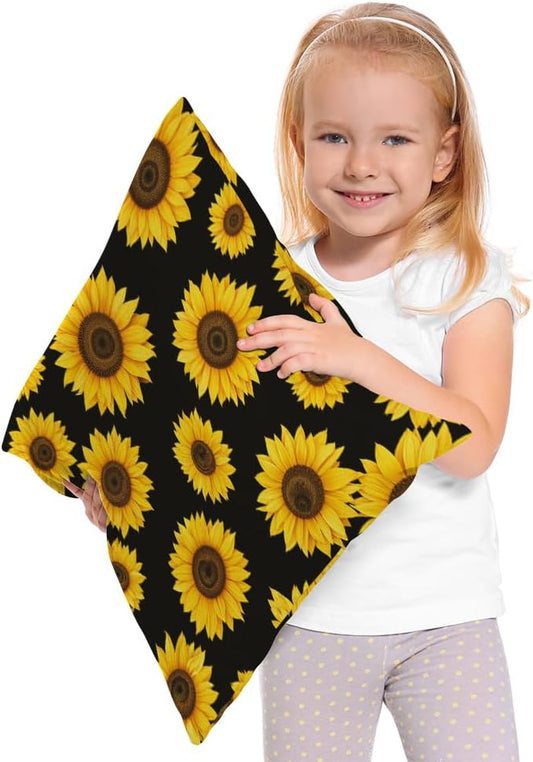 Moslion Sunflower Floral Yellow Flower Blossom Petals Plant Throw Pillow Covers Pillowcases 18x18 Inch Cotton Linen Home Pillow Protector for Men Women