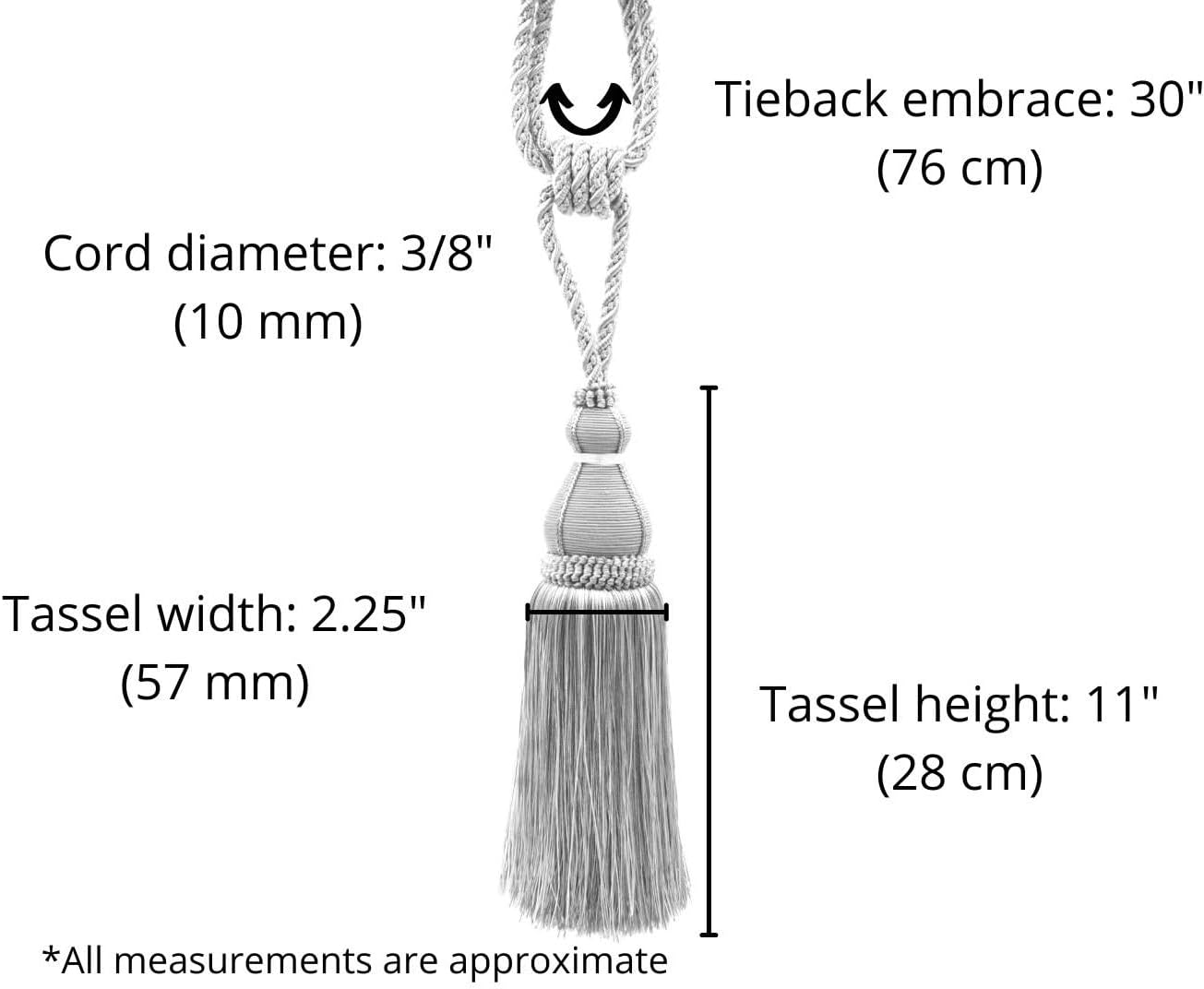DÉCOPRO Elegant Large Tassel Tieback for Curtains & Draperies, Tassel Length 12" (30.5cm), Spread 30" (76cm) # TBH15, Burgundy Gold Red #1253 (Carmine Red, Yellow Gold, Dark Red) Individually Sold