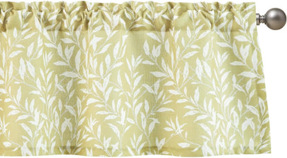 VOGOL Curtain Valances Leaves Meticulous Printed Window Curtains for Kitchen, Top Rod Pocket 52 x 18 Valance for Farmhouse Small Window, Yellow, One Panel