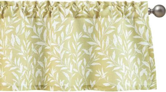 VOGOL Curtain Valances Leaves Meticulous Printed Window Curtains for Kitchen, Top Rod Pocket 52 x 18 Valance for Farmhouse Small Window, Yellow, One Panel