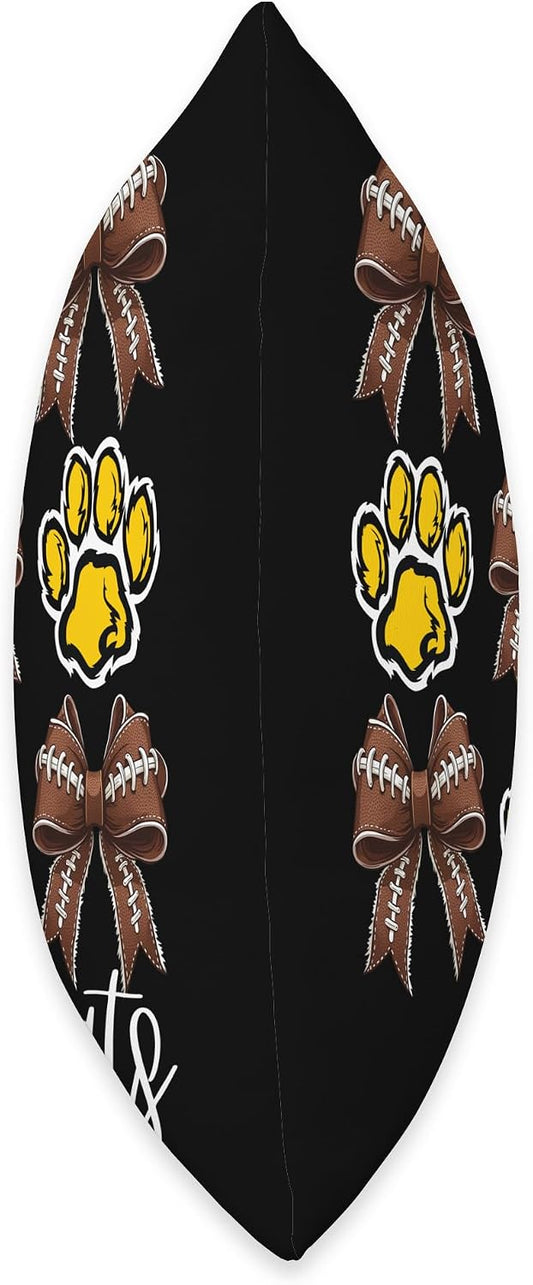 Bobcats Football Bows School Spirit Game Day Yellow Bobcat Throw Pillow