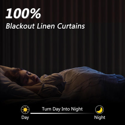 Guken 100% Blackout Curtains 84 Inch Length 2 Panels Set for Living Room Bedroom Back Tab Thermal Insulated Black Out Linen Drapes Room Darkening Celery Yellow,52x84