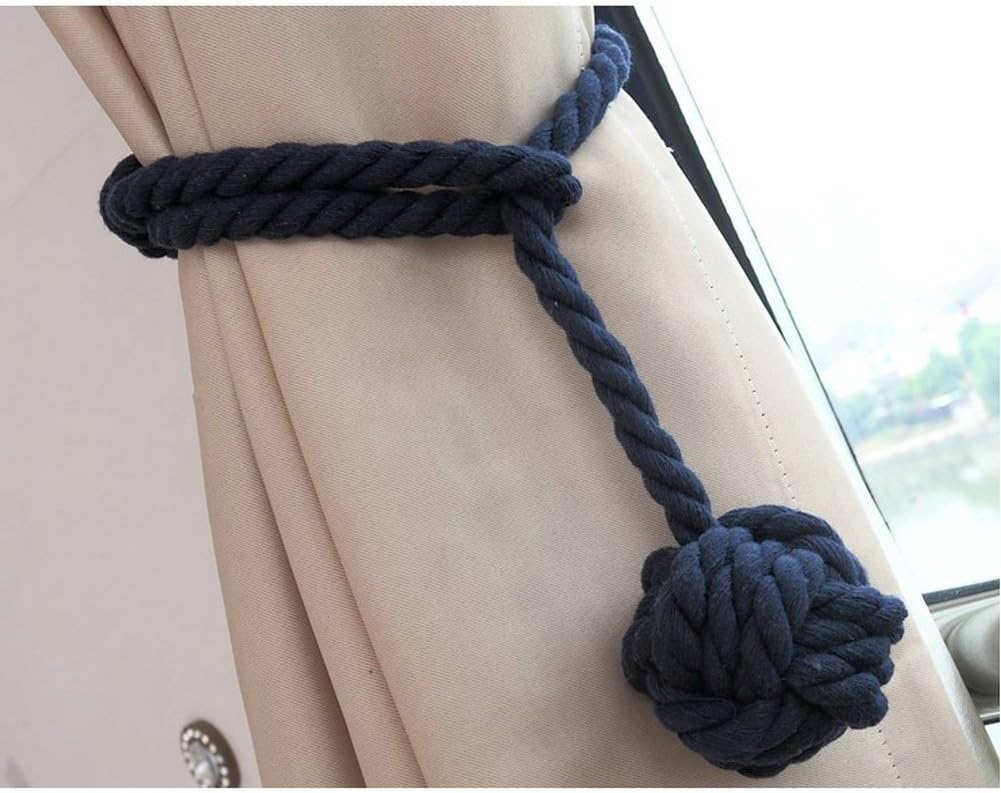 Melaluxe 2 Pack Curtain Tiebacks - Heavy Duty Curtain Rope Tieback, Handmade Rural Decorative Curtain Holdbacks (Yellow)