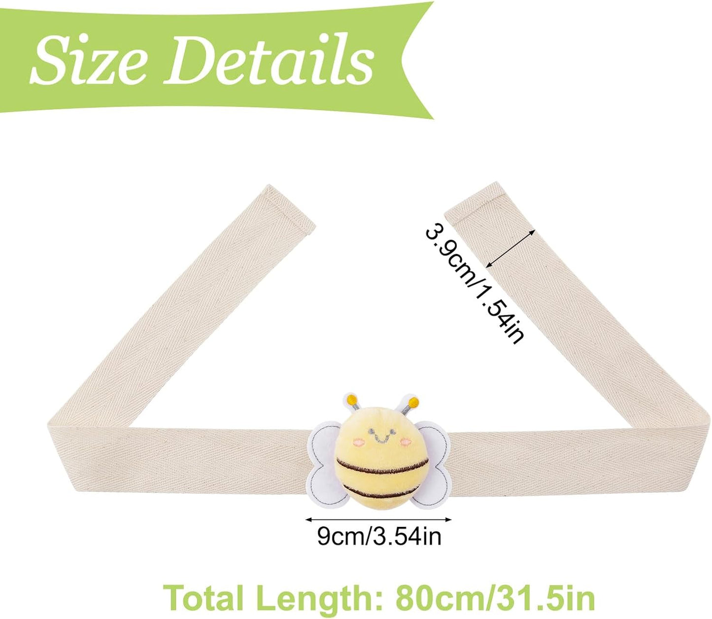 Cute Cartoon Animal Curtain Tiebacks, 4Pcs Drape Rope Holdbacks with Embroidered Bee Decor Cotton Curtain Ties for Baby Kid Room (Little Bee)