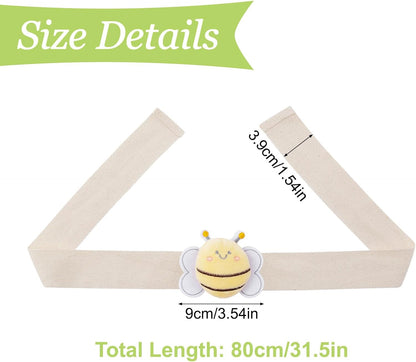 Cute Cartoon Animal Curtain Tiebacks, 4Pcs Drape Rope Holdbacks with Embroidered Bee Decor Cotton Curtain Ties for Baby Kid Room (Little Bee)
