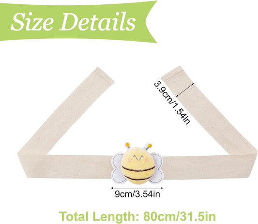 Cute Cartoon Animal Curtain Tiebacks, 4Pcs Drape Rope Holdbacks with Embroidered Bee Decor Cotton Curtain Ties for Baby Kid Room (Little Bee)