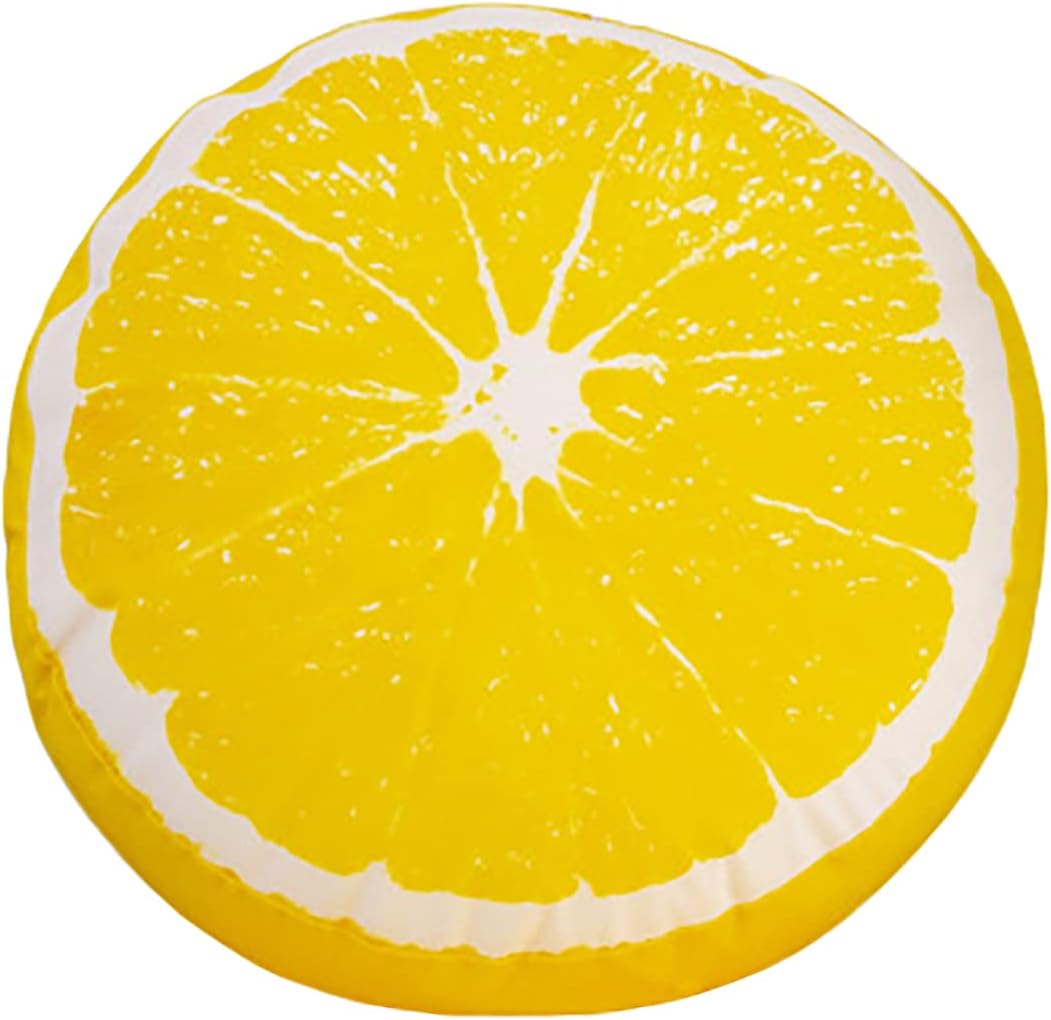 Fruit Pillow Home Sofa Pillow Plush Cushion Shaped Round Cushion Pillow.(13 inches, Yellow - Lemon)