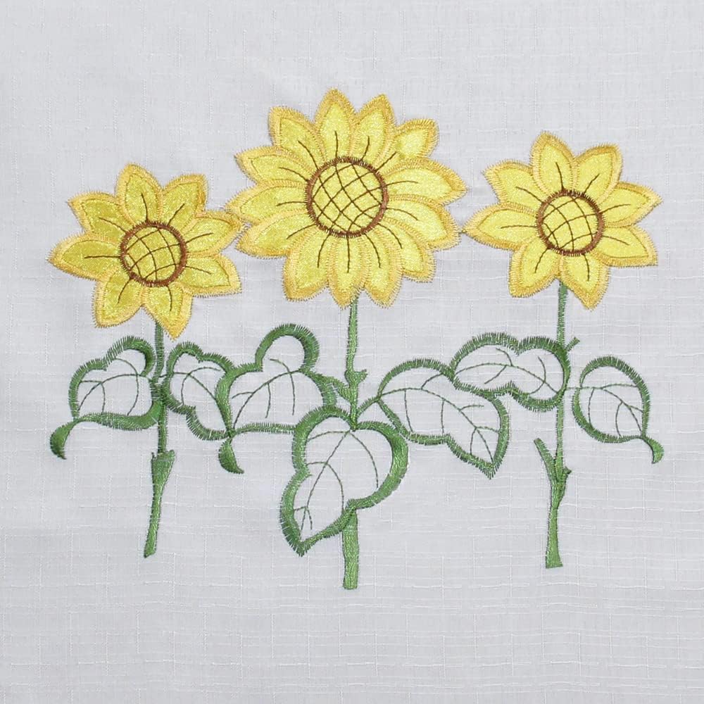 All American Collection Modern Contemporary 3pc Embroidered Home Kitchen Window Treatment Curtain Set (Swag Valance, Yellow Sunflower)