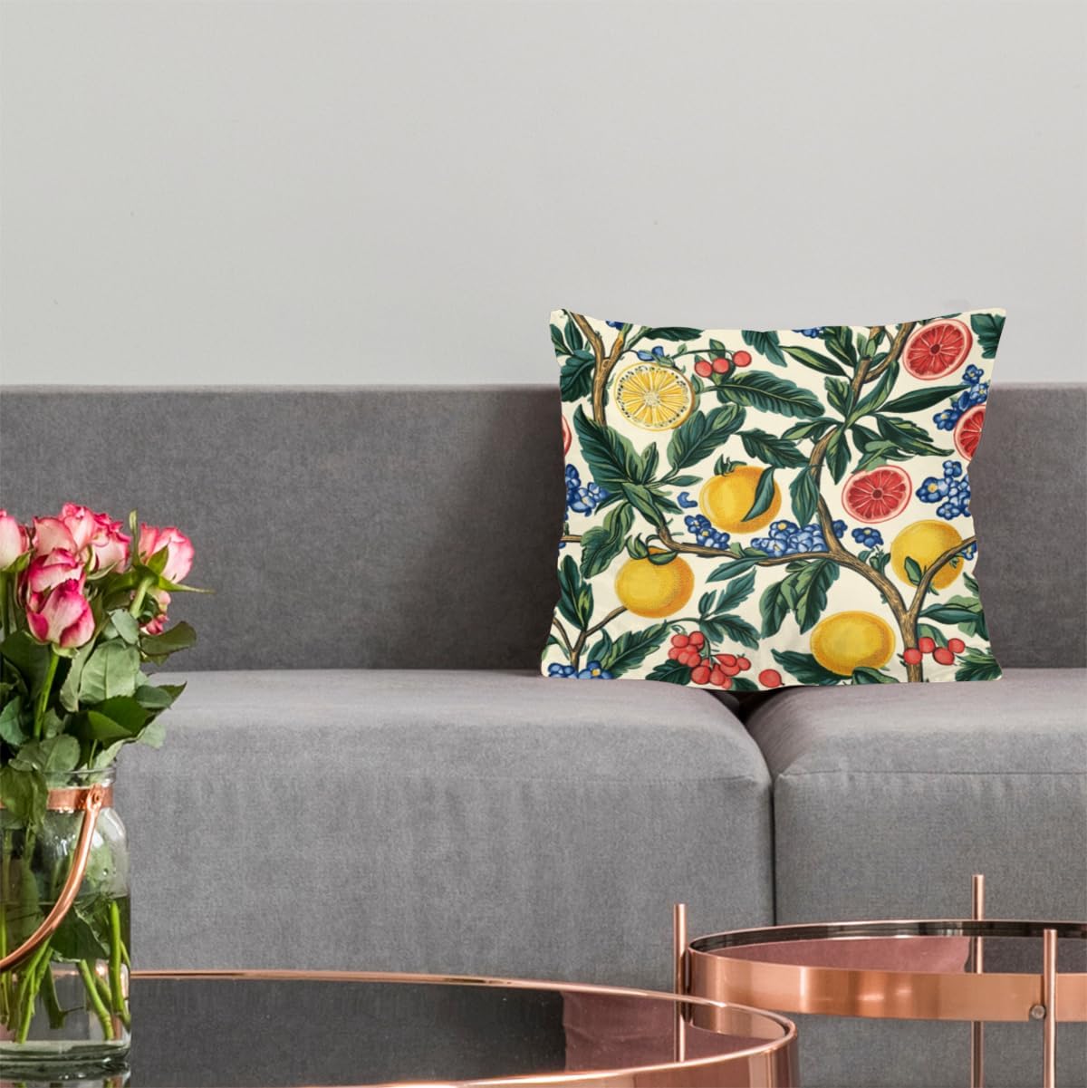 Throw Pillow Covers Lemon Summer Pillow Cases Square Cushion Cover for Sofa Couch Bedroom Living Room 18x18 Inch