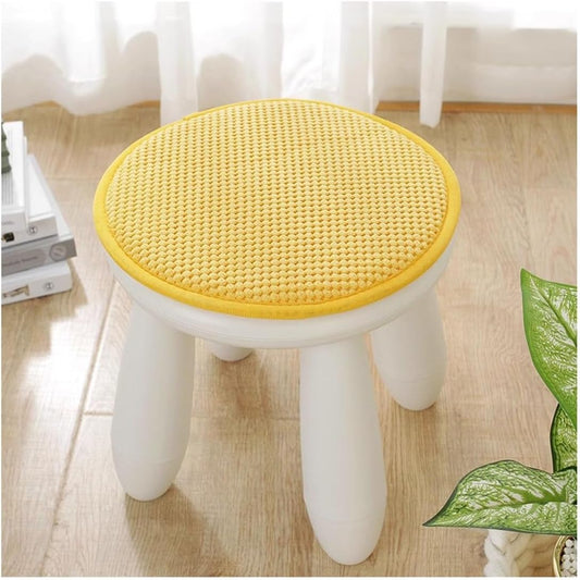 1/2/4 Packs Solid Color Round Seat Pads, Non-slip Chair Cushion With Elastic Ties Hooks, Small Round Stool Seat Cushion, Rattan Chair Seat Cushions ( Color : Lemon Yellow , Size : 35*35cm(1pack) )