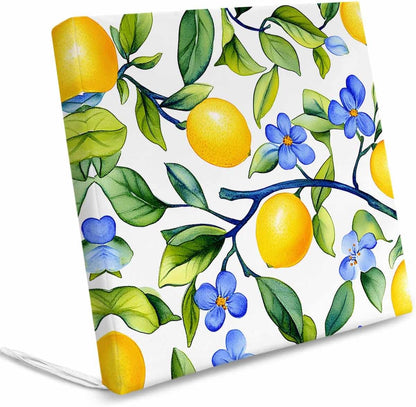 2 PCS Stretch Patio Outdoor Cushion Covers Watercolor Summer Lemon on White Sofa Couch Seat Chair Slipcovers for Garden,Green Leaves Waterproof Cushion Cover Replacement Furniture Protector