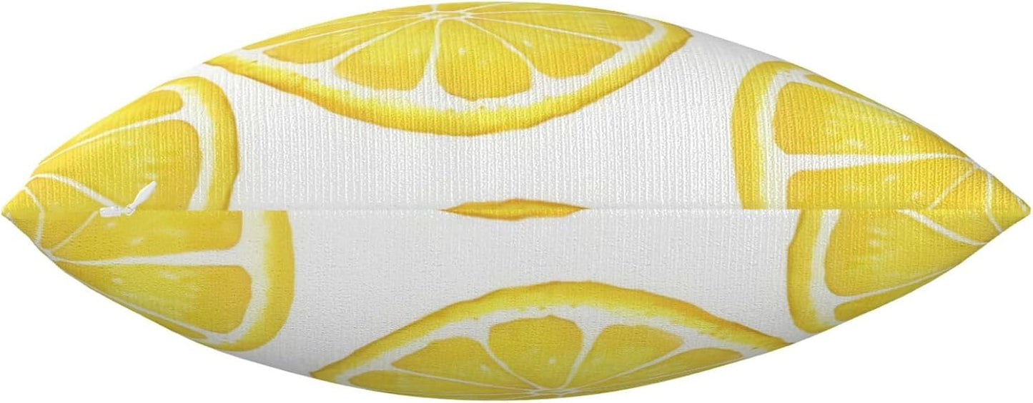 Yellow Sliced Lemon Double Sided Faux Fur Pillow Cover with Hidden Zipper - Soft Decorative Pillow Case for Sofa Bed Car