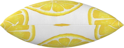 Yellow Sliced Lemon Double Sided Faux Fur Pillow Cover with Hidden Zipper - Soft Decorative Pillow Case for Sofa Bed Car