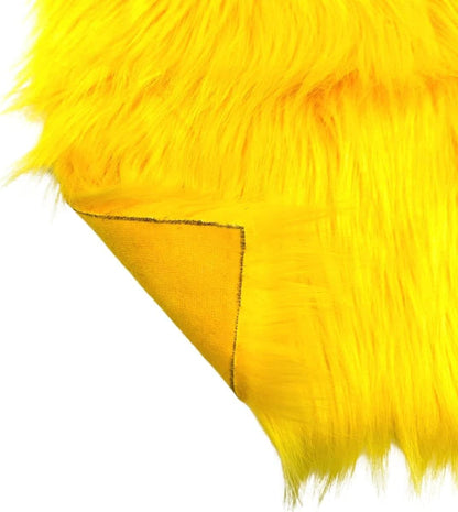 Ice Fabrics Faux Fur Fabric Squares - 10x10 Inches Pre-Cut Craft Fur - Shaggy Mohair Fabric for Costumes, Apparel, Rugs, Pillows, Decorations and More - Yellow - 10"x10"