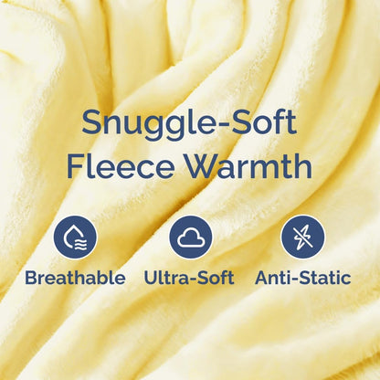 Ultra Soft Fleece Blanket Throw Size - Flannel Fleece Luxury Throw Blanket - Lightweight for Couch Bed Chair - Thick, Warm & Breathable - All Season Cozy Anti-Static Microplush Bedding, Yellow
