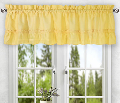 Ellis Curtain Stacey Sheer Tailored Tier Pair Curtains, 56" x 45", Yellow