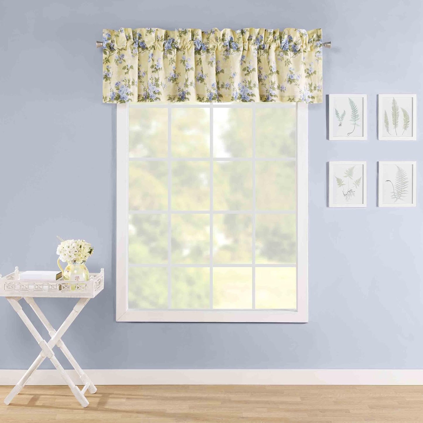 Laura Ashley - Valance, 100% Soft Cotton Window Treatment with Rod Pocket, Lightweight & Machine Washable, Floral Printed Curtain (Cassidy Yellow, 15" x 86")