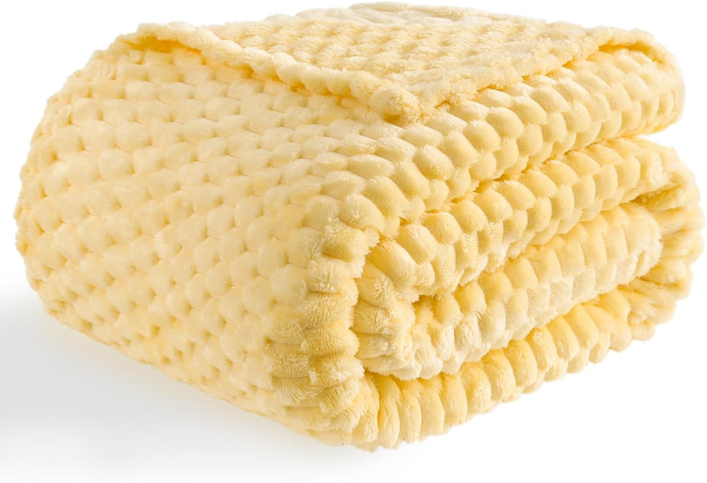 Bnuitland Light Yellow Flannel Throw Blanket (50X70 inches), 300 GSM Fleece Cozy Warm Soft Home Decor Lightweight Bed Sofa Blanket for Adults, Suitable for All Seasons.