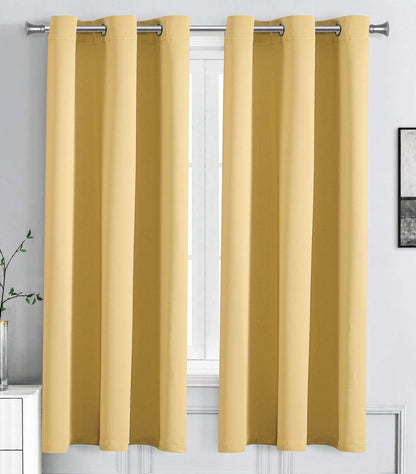 WPM Triple Weave Blackout Curtain Room Darkening 2 Panels/Drapes for Living Room, Mustard Yellow Thermal Insulated Grommet Bedroom Window Draperies (Mustard Yellow, 42" W X 63" L)
