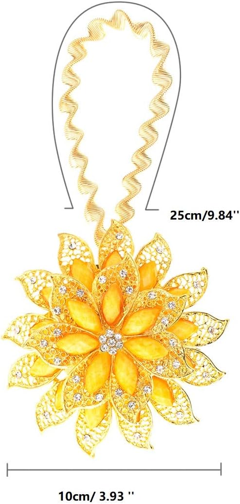 SUQ I OME Classic Luxury Big Crystal Magnetic Curtain Tieback and Holdback Flower Curtain Clips Buckle Curtain Holder Curtain Holdbacks(Gold+Yellow,2PCS)