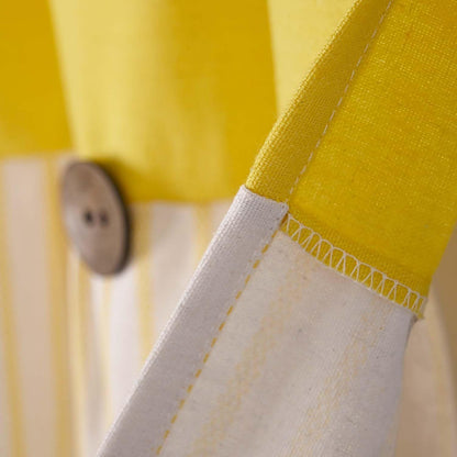 DOSLY Ides Farmhouse Rustic Cotton Valance Curtain, Yellow Striped Pleated Design with Coconut Buttons, Multi-Room Window Treatment for Kitchen Living Room Bedroom, 52" W x 18" L