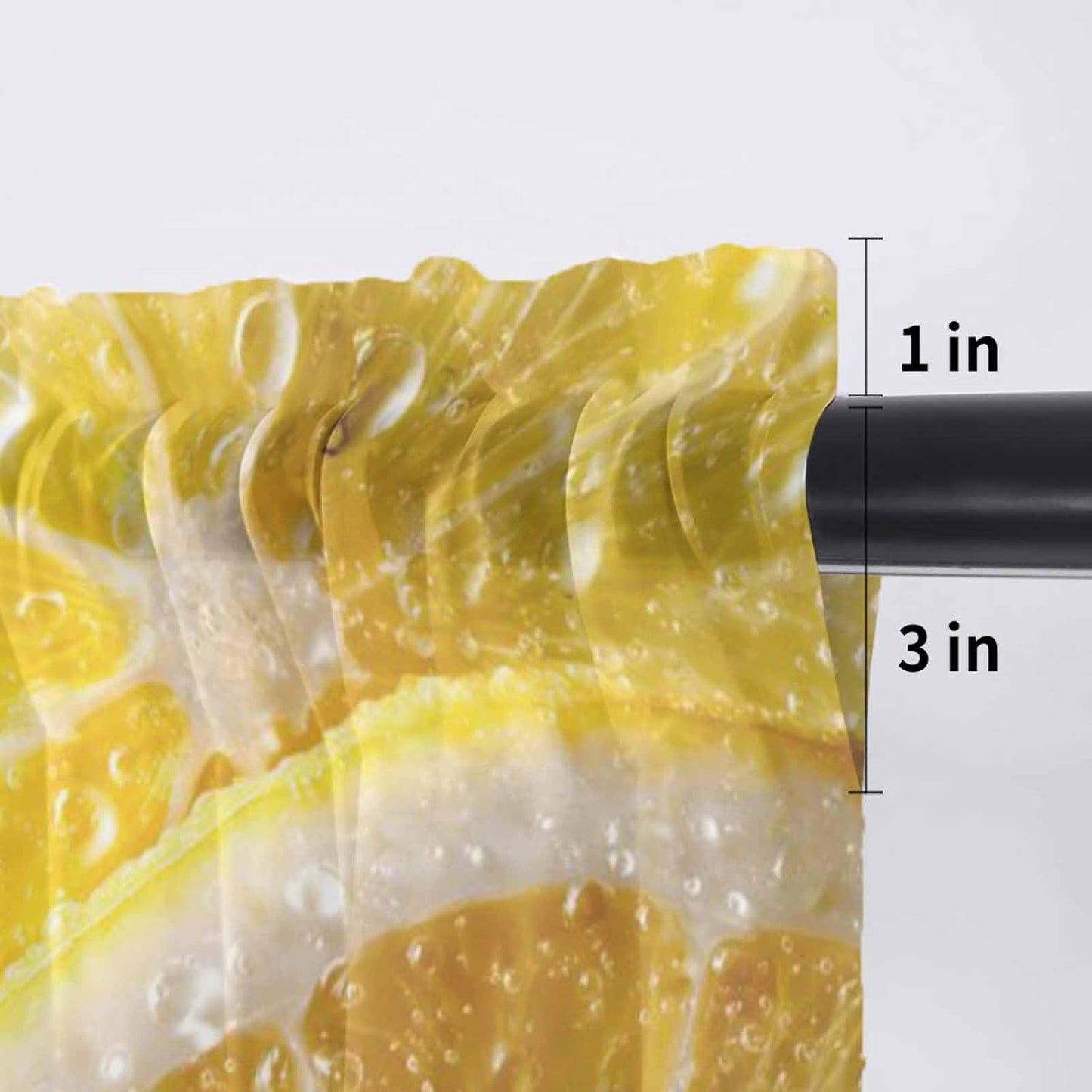 Yellow Lemons Valance Curtains for Kitchen/Living Room/Bathroom/Bedroom Window, Summer Bubble Lemon Slices Fruit Rod Pocket Small Topper Half Short Window Curtains Voile Sheer Scarf, 54"x18"