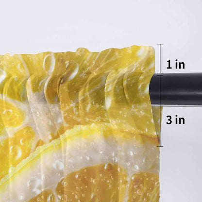 Yellow Lemons Valance Curtains for Kitchen/Living Room/Bathroom/Bedroom Window, Summer Bubble Lemon Slices Fruit Rod Pocket Small Topper Half Short Window Curtains Voile Sheer Scarf, 54"x18"
