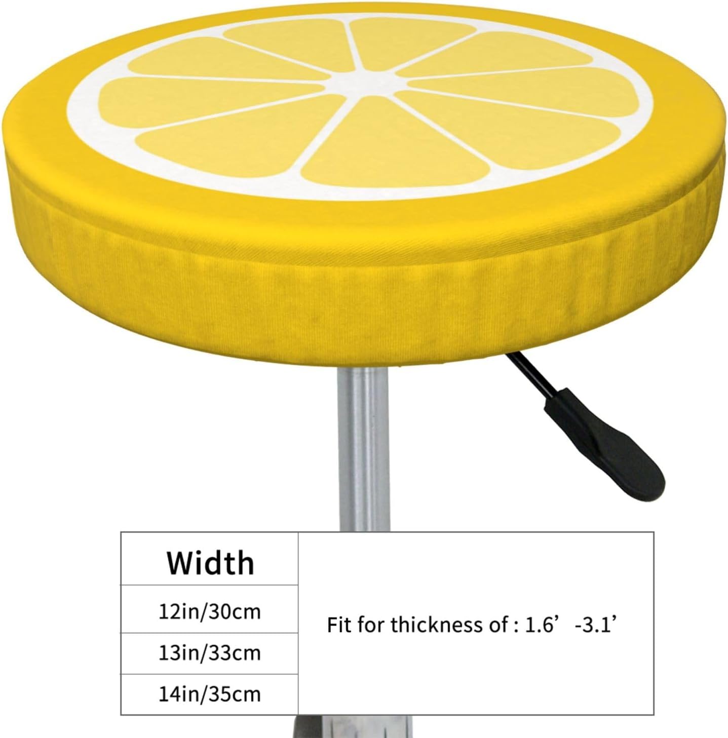 Lemon Round Bar Stool Cover 13 Inch, Soft Breathable Velvet Chair Seat Cushion Slipcover for Cafe Restaurant Hotel Bar