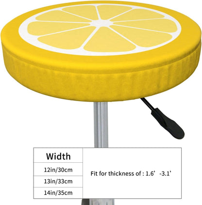 Lemon Round Bar Stool Cover 13 Inch, Soft Breathable Velvet Chair Seat Cushion Slipcover for Cafe Restaurant Hotel Bar