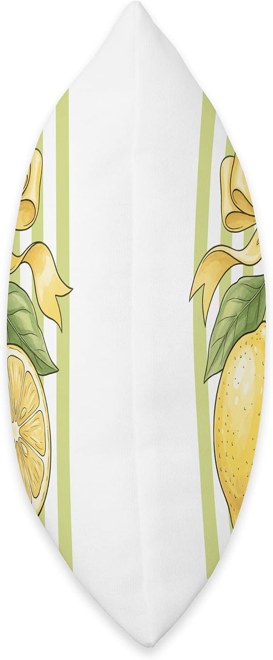 Watercolor Lemon Fruit Yellow Bow Citrus Design Throw Pillow