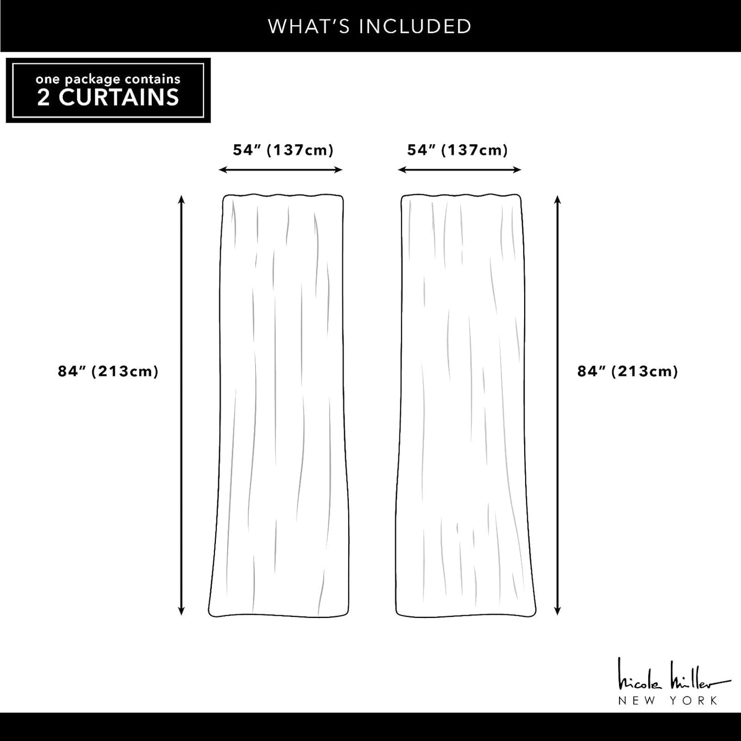 Nicole Miller NEW YORK Hattie Light Filtering, Semi Sheer Rod Pocket Curtain Panels, 54"x96", Yellow, Set of 2
