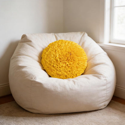Yellow 3D Flower Throw Pillow Covers for Sofa Couch,Yellow Round Floral Cushion for Bedroom，Home Decorative Accent Pillow Case for Living Room,Yellow Flower Pillow for Kids