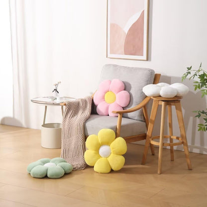 17.7 Inch Yellow Flower Pillow – Daisy Shaped Cute Decorative Flower Throw Pillow, Soft Floral Seating Cushion Floor Pillows for Sofa, Bed, Chair & Room Decorations for Home