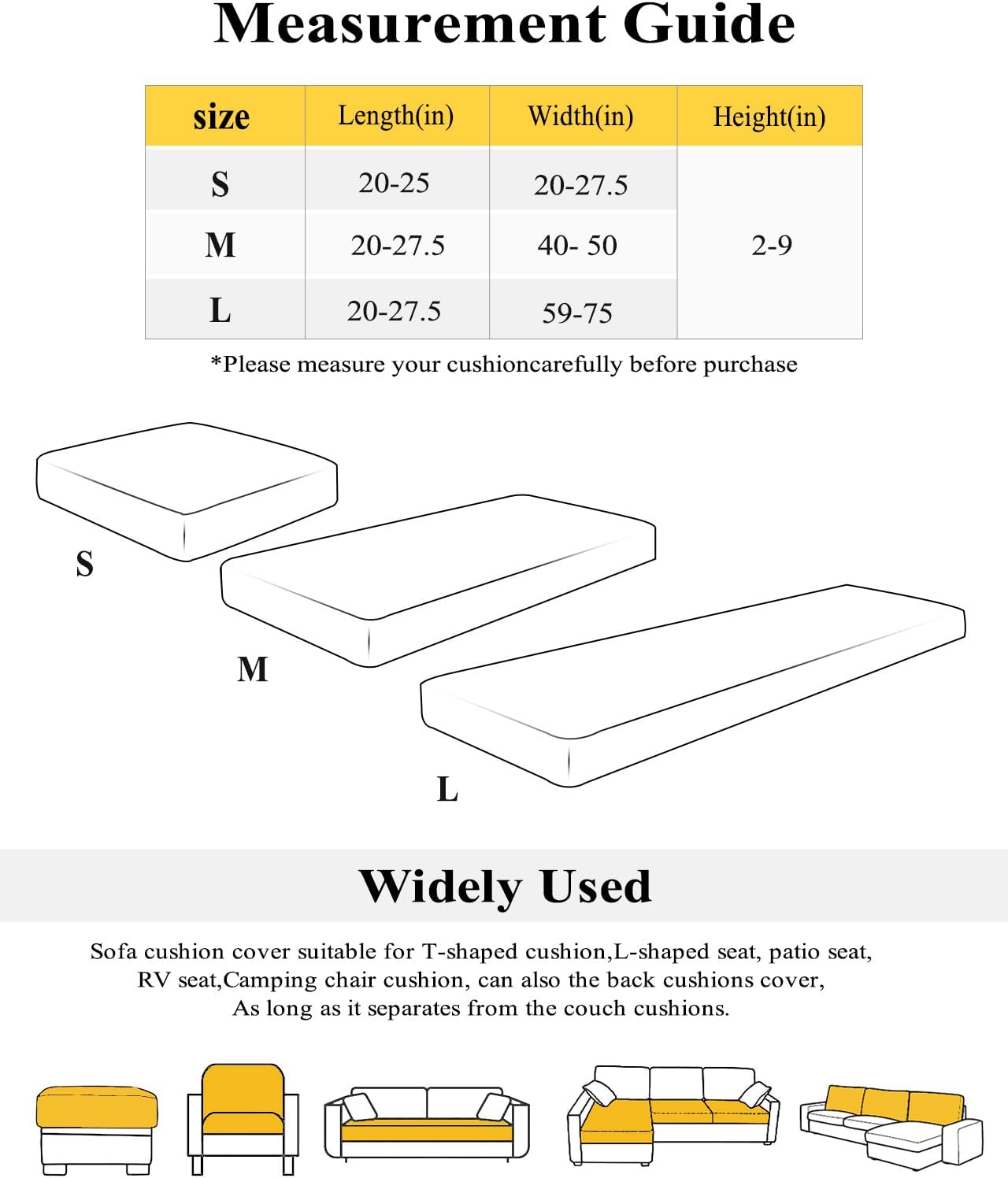 Yellow Lemons Stretch Couch Sofa Cushion Covers,Summer Botanical Fruit Leaves Country Sectional/Individual/L/T Shape Sofa Couch Slipcover Armchair Slip Cover Protector with Elastic Bottom,M,1-PC