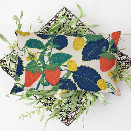 Chinoiserie Throw Pillow Case Summer Cherry Lemon Citrus Garden Rectangle Lumbar Pillow Case Traditional Decorative Pillow Home Cotton Linen 12x16 Boho Cushion Cover for Couch Sofa Car