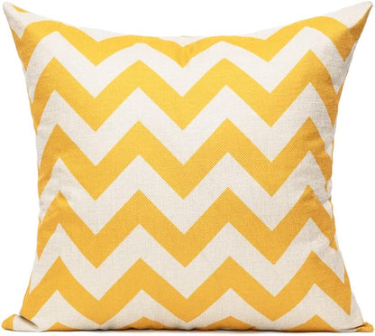 All Smiles Outdoor Waterproof Throw Pillow Covers 16X16 Set of 4,Yellow Decorative.Cushion Covers Boho Decorations Outside for Patio Furniture Porch Seat Chair Couch Sofa Living Room Geometric