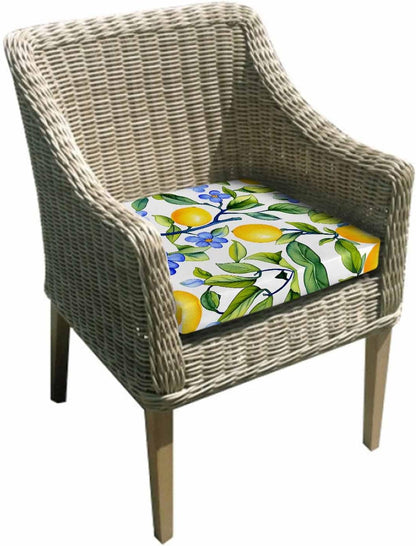 2 PCS Stretch Patio Outdoor Cushion Covers Watercolor Summer Lemon on White Sofa Couch Seat Chair Slipcovers for Garden,Green Leaves Waterproof Cushion Cover Replacement Furniture Protector