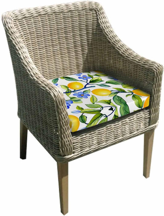 2 PCS Stretch Patio Outdoor Cushion Covers Watercolor Summer Lemon on White Sofa Couch Seat Chair Slipcovers for Garden,Green Leaves Waterproof Cushion Cover Replacement Furniture Protector