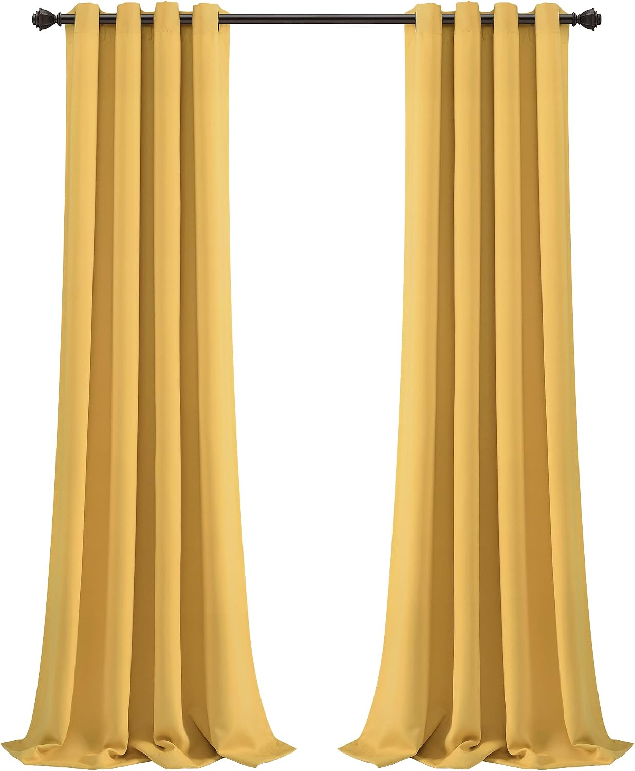 Lush Decor Insulated Grommet Blackout Window Curtain Panels, Pair, 52" W x 95" L, Yellow - Classic Modern Design - Chic Window Decor - Long Curtains For Living Room, Bedroom, Or Dining Room