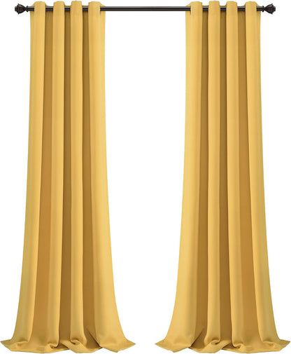 Lush Decor Insulated Grommet Blackout Window Curtain Panels, Pair, 52" W x 84" L, Yellow - Classic Modern Design - Chic Window Decor - Long Curtains For Living Room, Bedroom, Or Dining Room