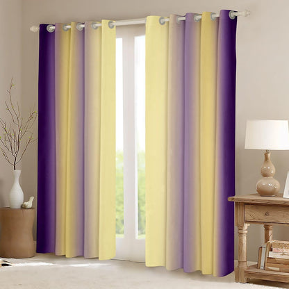 jejeloiu (2 Panels, 52 x 84 Inch Purple and Yellow Darkening Drapes Gradient Style Curtains for Bedroom for Kids Women Men Ombre Printed Blackout Curtains Geometric Window Treatments
