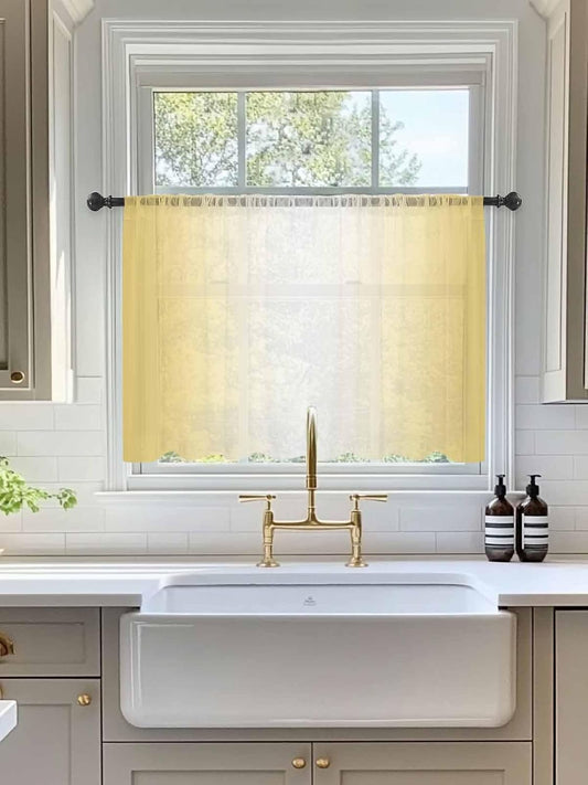 Yukro Ombre Sheer Curtains 45 inches Long for Living Room Bedroom 1 Panel Lemon Yellow and White Gradient Light Filtering Window Curtain Rod Pocket Sliding Door Curtains Voile Drapes 52Wx45L
