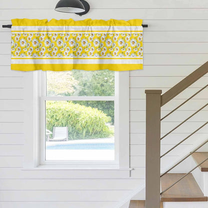 Yellow Daisy Valance Curtains Kitchen Curtain for Windows Valance Farmhouse Floral Yellow Striped Sheer Curtains Privacy Bedroom Curtain Topper for Living Room Home Decor 42x12in