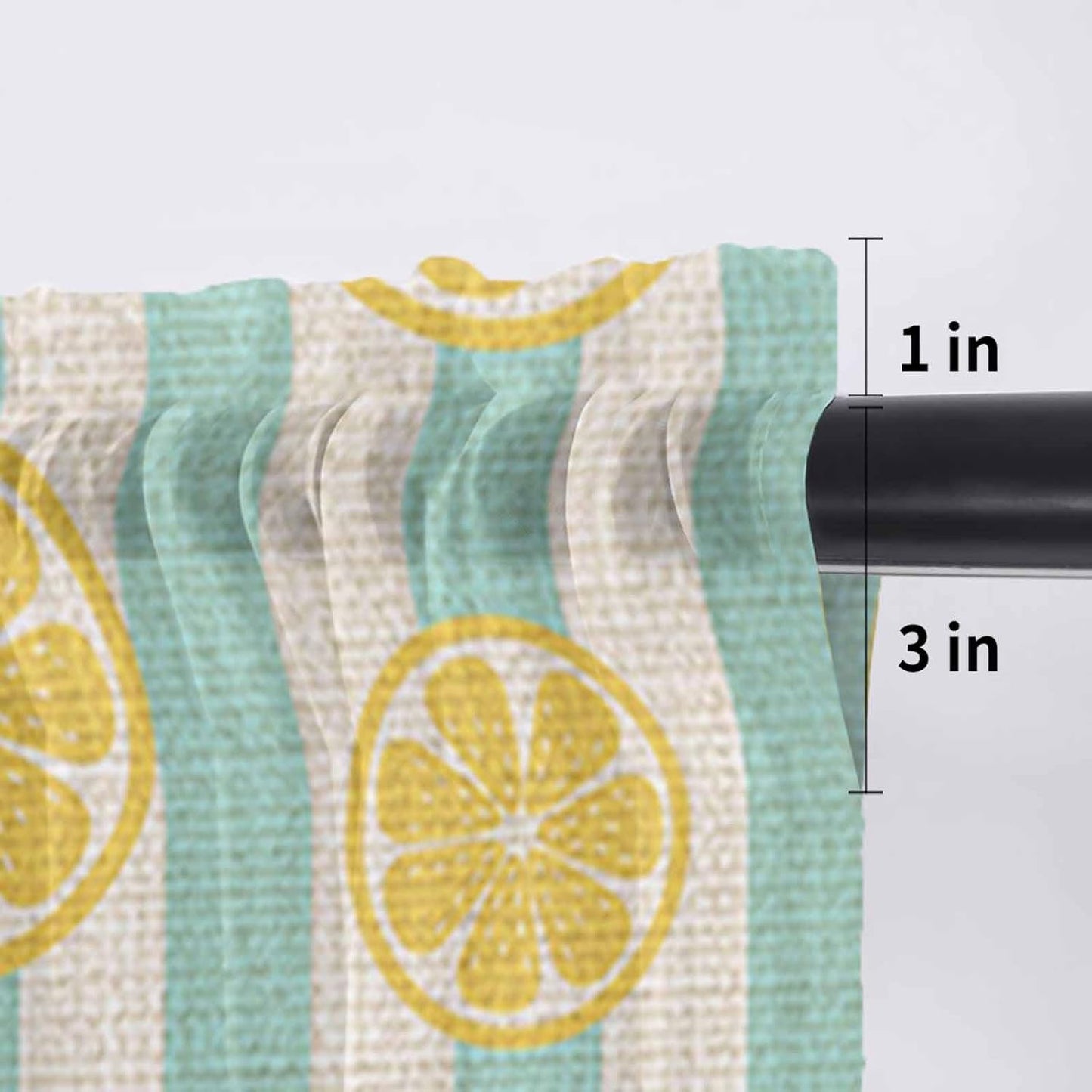 Sheer Window Valance Stripes Lemon Summer Semi Voile Short Curtain Rod Pocket Spring Yellow Valances Window Treatment for Bedroom Living Room Kitchen 54x18in