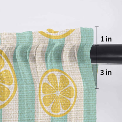 Sheer Window Valance Stripes Lemon Summer Semi Voile Short Curtain Rod Pocket Spring Yellow Valances Window Treatment for Bedroom Living Room Kitchen 54x18in