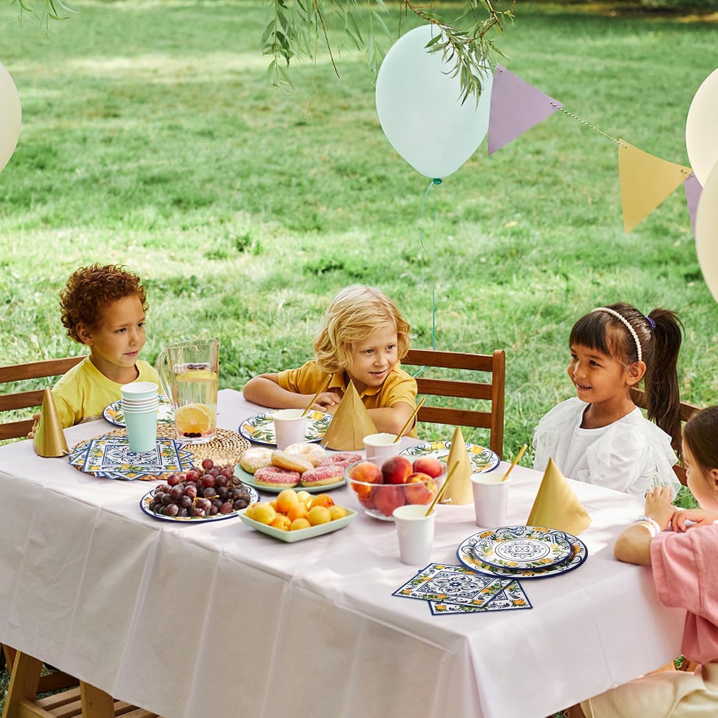 108Pcs Lemon Party Plates Supplies Disposable Lemon Paper Plate and Napkins for Summer Party Yellow Lemons Party Plates Supplies for Kids Birthday Baby Shower, Serves 36